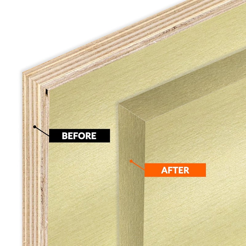 LEAFLEX Brushed Gold 1/2 inch x 25 ft PVC Edge Banding Peel Stick Tape Adhesive Metal Edging Veneer Furniture Aluminum Trim MDF Wood Cabinet Flexible Strip Molding Laminate Shelf Countertop Formica Plywood - Image 4